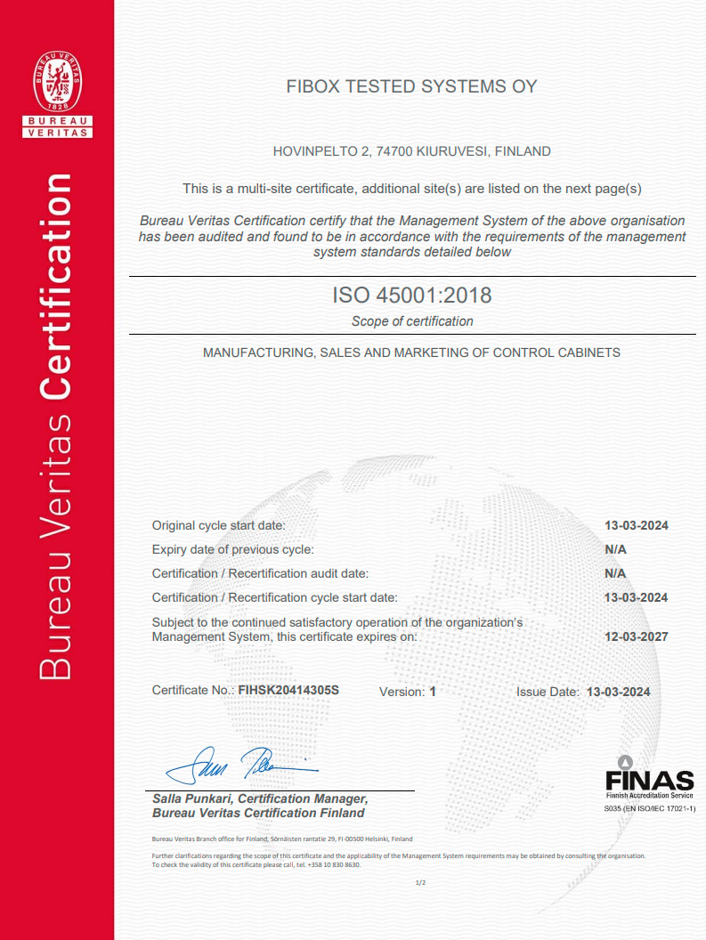 Fibox ISO 45001 2024